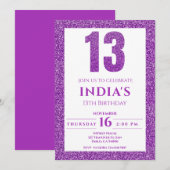 Invitation Parties scintillant violette 13e anniversaire Invi (Devant / Derrière)
