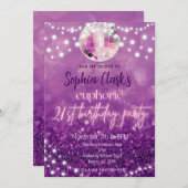 Invitation Parties scintillant violette 21e anniversaire Euph (Devant / Derrière)