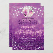 Invitation Parties scintillant violette 30e anniversaire Euph (Devant / Derrière)