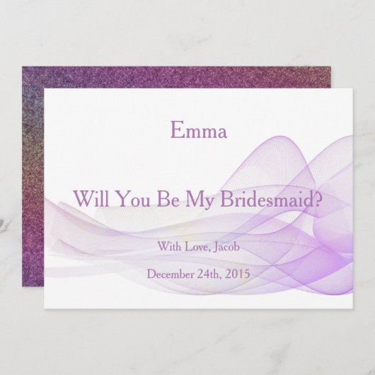 Invitation Parties scintillant violette Abstraite Serez-Vous (Devant / Derrière)
