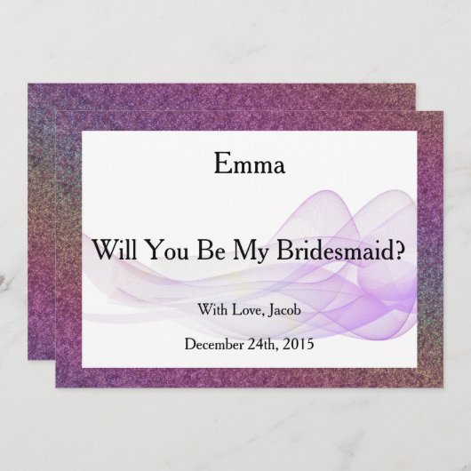 Invitation Parties scintillant violette Abstraite Serez-Vous  (Devant / Derrière)