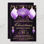 Invitation Parties scintillant violette Baubles Soirée de Noë (Devant / Derrière)