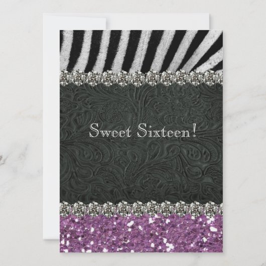 Invitation Parties scintillant violette Ecouter l'Sweet sixte (Dos)