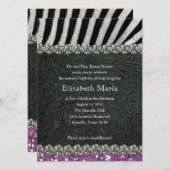 Invitation Parties scintillant violette Ecouter l'Sweet sixte (Devant / Derrière)