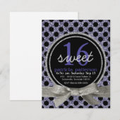 Invitation Parties scintillant violette Ecoutez Polka Dot Swe (Devant / Derrière)