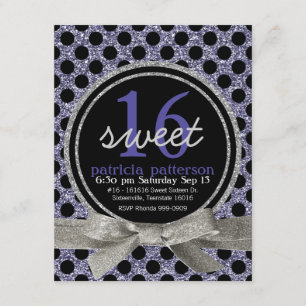 Invitation Parties scintillant violette Ecoutez Polka Dot Swe