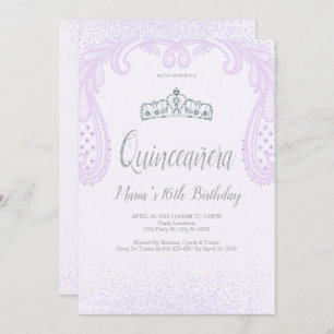 Invitation Parties scintillant violette et dentelle, Quinceañ