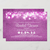Invitation parties scintillant violette et lumières à cordes (Devant / Derrière)