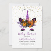 Invitation Parties scintillant violette Halloween Unicorn Bab (Devant)