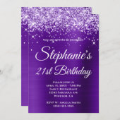Invitation Parties scintillant violette Indigo Ombre Foil 21e (Devant / Derrière)