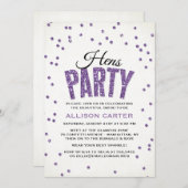Invitation Parties scintillant violette Look Confetti Hens Pa (Devant / Derrière)