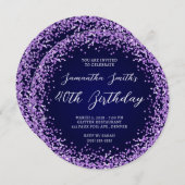 Invitation Parties scintillant violette Marine Ombre 40e anni (Devant / Derrière)