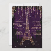 Invitation Parties scintillant violette Paris Tour Eiffel Bac (Devant)