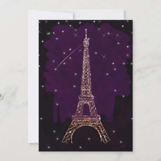 Invitation Parties scintillant violette Paris Tour Eiffel Bac (Dos)