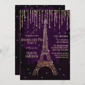 Invitation Parties scintillant violette Paris Tour Eiffel Bac (Devant / Derrière)
