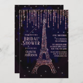 Invitation Parties scintillant violette Paris Tour Eiffel Fêt (Devant / Derrière)
