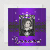 Invitation Parties scintillant violette Quinceanera 15e anniv (Devant)