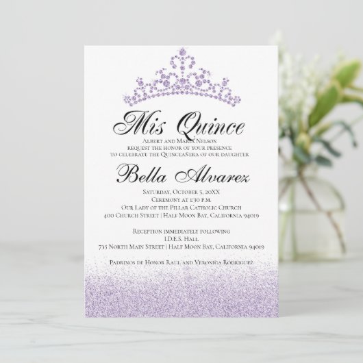 Invitation Parties scintillant violette Quinceañera Invitatio (Debout devant)