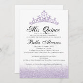 Invitation Parties scintillant violette Quinceañera Invitatio (Devant / Derrière)