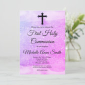 Invitation Parties scintillant violette rose Première Premièr (Debout devant)