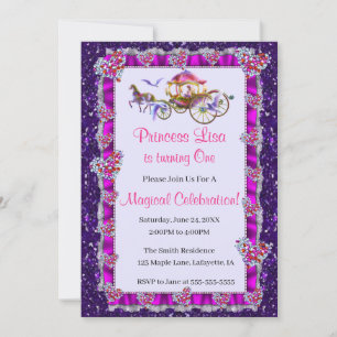 Invitation Parties scintillant violette Royal Princess Annive