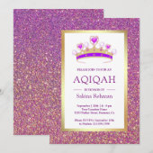Invitation Parties scintillant violette Tiara Princess Aqiqah (Devant / Derrière)