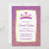 Invitation Parties scintillant violette Tiara Princess Sweet  (Devant)
