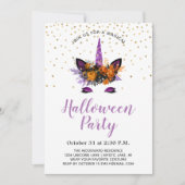 Invitation Parties scintillant violette Unicorn Halloween Par (Devant)
