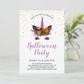 Invitation Parties scintillant violette Unicorn Halloween Par (Debout devant)