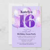 Invitation Parties scintillant violette virtuelle Douce 16 ba (Devant)