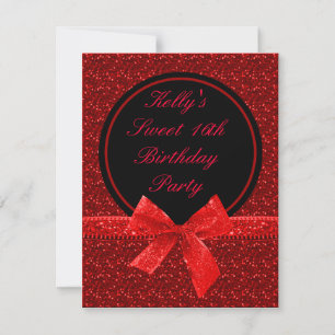 Invitation Parties scintillant vive Red Mod Sweet 16 Party