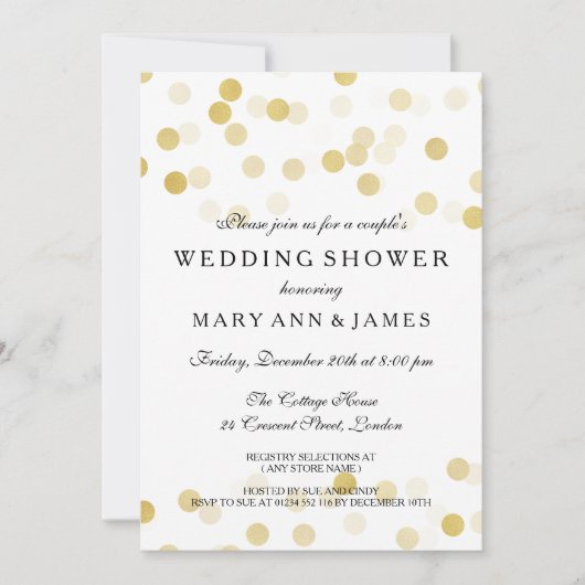 Invitation Parties scintillant Wedding shower Gold Foil Coupl (Devant)