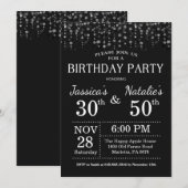 Invitation Parties scintillantes communes adultes d'argent de (Devant / Derrière)