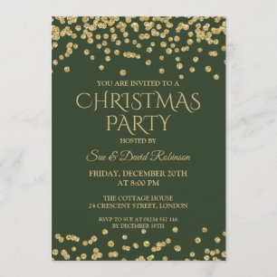 Invitation Parties scintillantes élégantes de vert d'or de