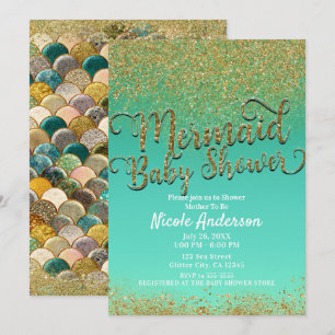 Invitation Parties scintillantes fascinantes et Teal d'or de