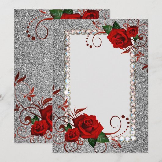 Invitation Parties scintillantes Invitation-Rouges Bling de (Devant / Derrière)