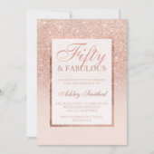 Invitation Parties scintillantes roses 50 chics élégants d'or (Devant)