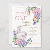 Invitation Parties scintillantes roses florales d'aquarelle (Devant)