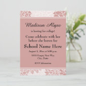 Invitation Partir floral blanc rose pour l'Invitation du Coll (Debout devant)