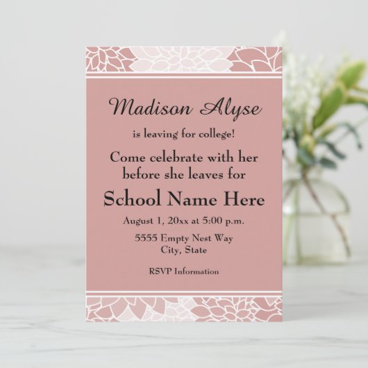 Invitation Partir floral blanc rose pour l'Invitation du Coll (Debout devant)