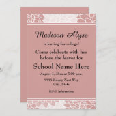 Invitation Partir floral blanc rose pour l'Invitation du Coll (Devant / Derrière)