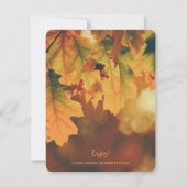 Invitation Partis D'Automne Personnalisés Dîner Thanksgiving (Dos)