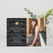 Invitation Partition Black & Gold Photo Drive-by Graduation (Debout devant)