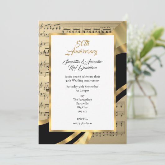 Invitation Partition de musique anniversaire de mariage de di (Debout devant)