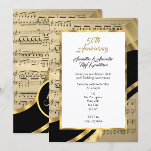 Invitation Partition de musique anniversaire de mariage doré