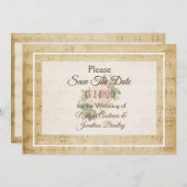 Invitation Partition de musique Rose rose Enregistrer la date (Devant / Derrière)