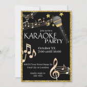 Invitation Partition karaoké de musique de microphone noir et (Devant)