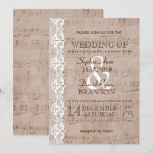 Invitation Partition Vintage romantique & mariage dentelle In (Devant / Derrière)
