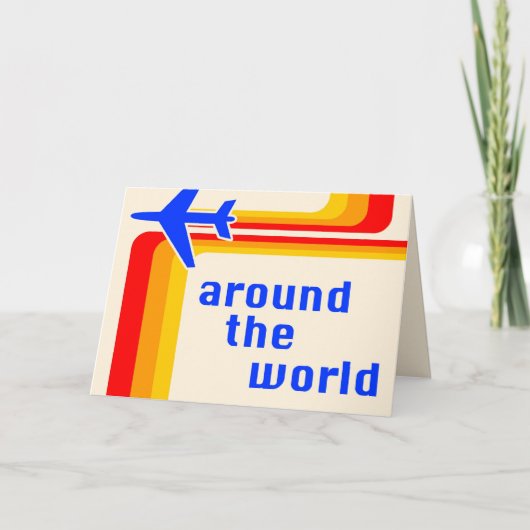 Invitation partout dans le monde : rayures rétro (Devant)