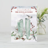 Invitation Partridge Chickadee Noël Scène d'hiver (Debout devant)